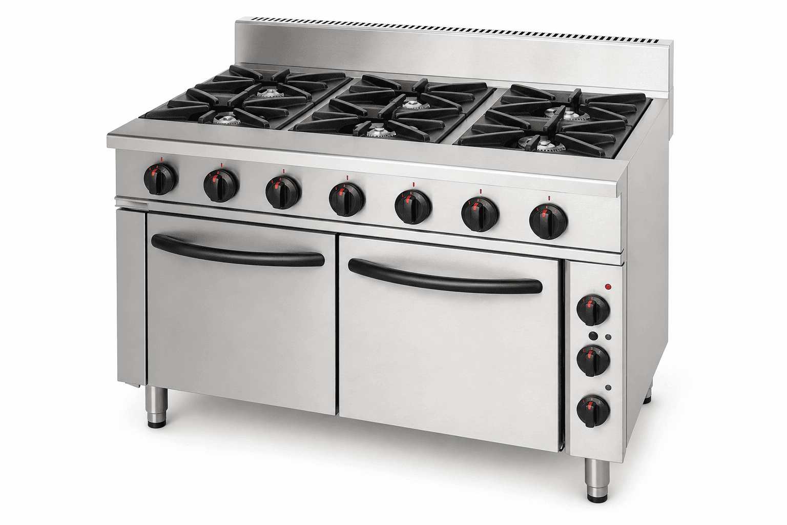 Commercial Gas Range — 6 Burner, Double Oven
